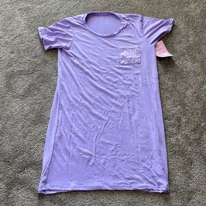 TruFit Purple Nightgown Sleep Shirt Soft Lounge Pocket Short Sleeve SIZE M